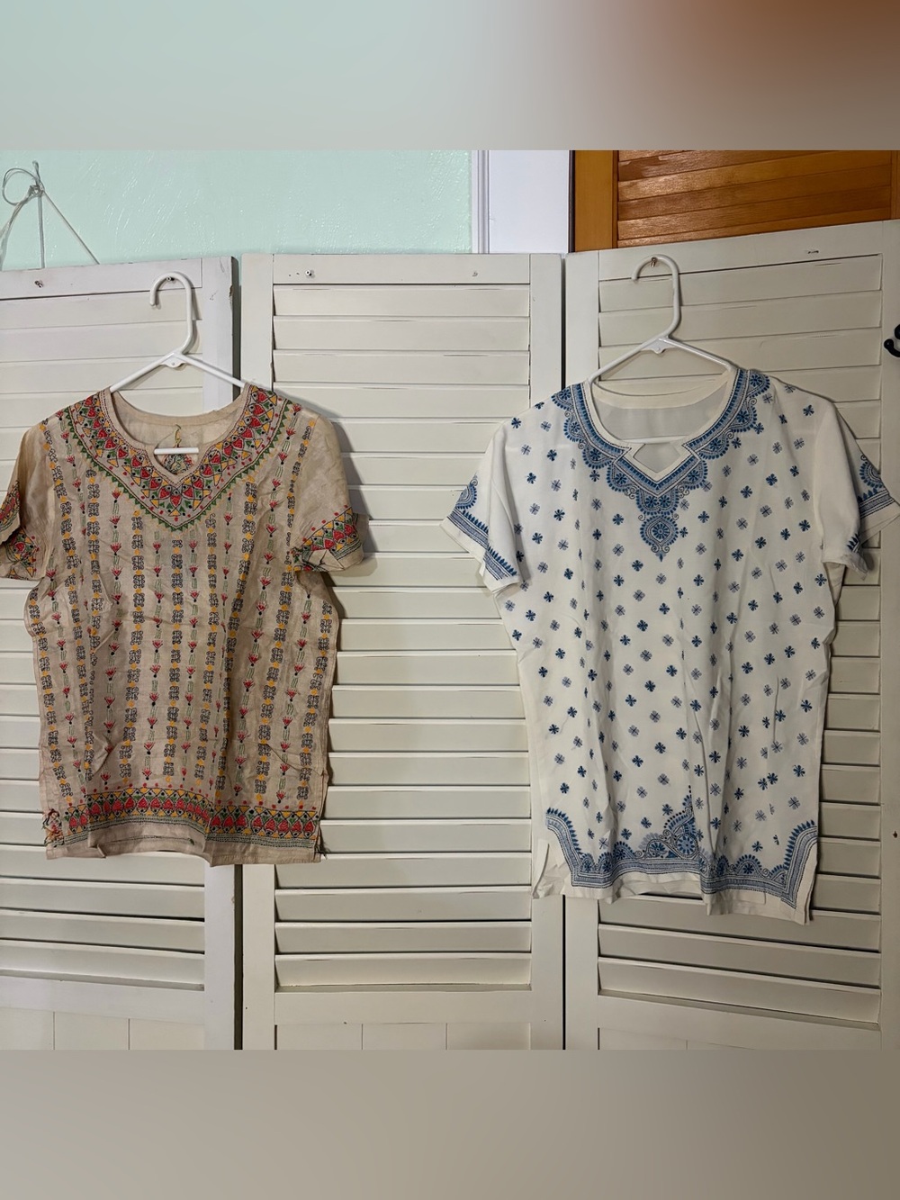 Two Handmade Vintage Embroidered Boho Tunic Tops - Picture 1 of 7